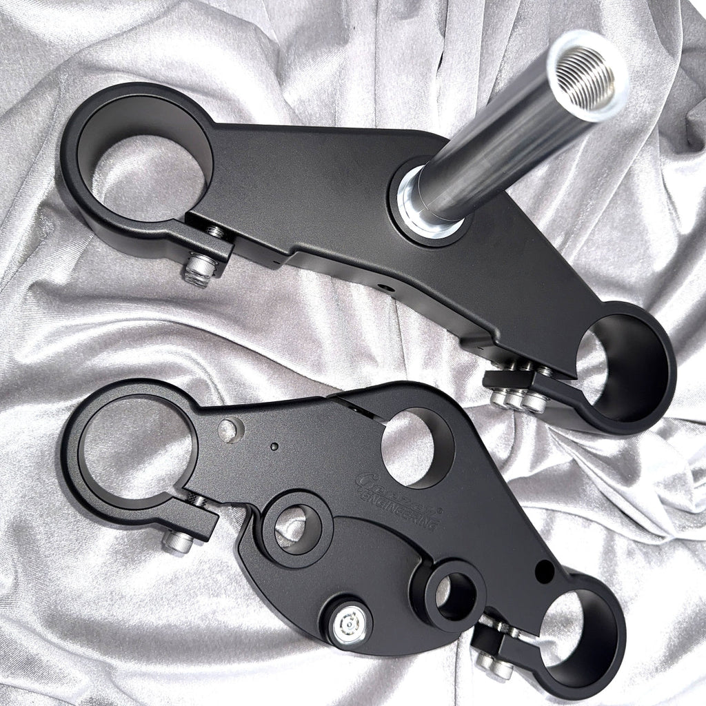 Reduced trail triple trees for Performance Baggers 49mm forks - with PUSH FORK LOCK