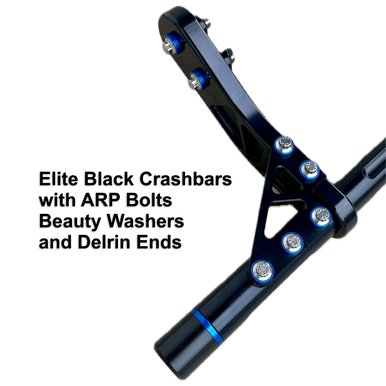 Black Harley-Davidson Sportster Crash Bar  with ARP Bolts and Blue Beauty Washers